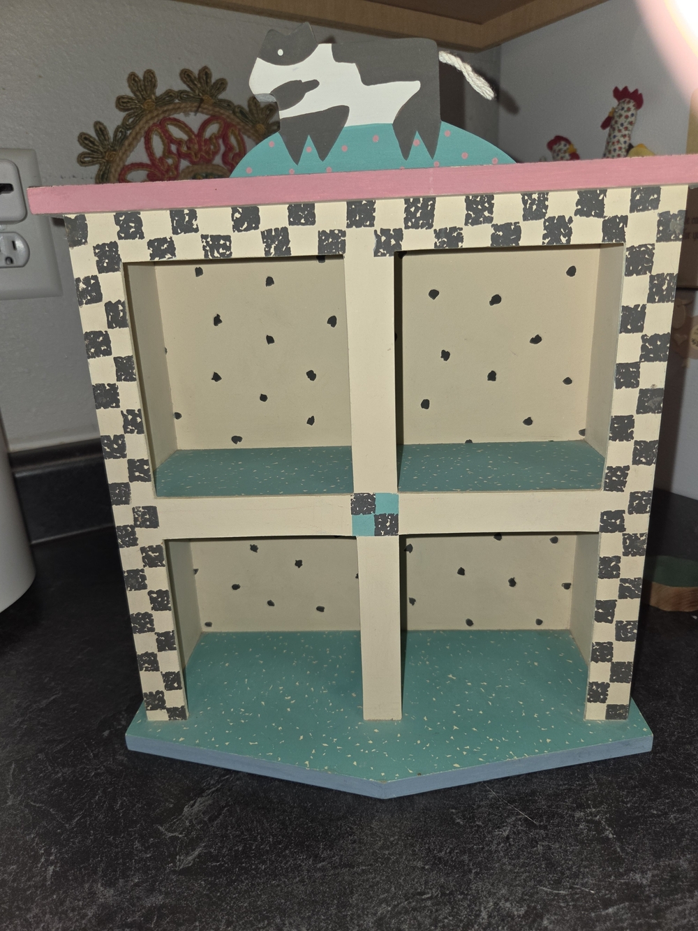 Hallmark Teal, Cream & Pink 4-Cubby Trinkey Shelve